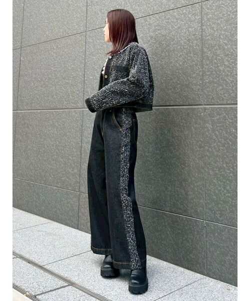 LAGUNAMOON(ラグナムーン)の「ツイードライクノーカラーデニムジャケット(デニムジャケット・レディース・アイボリー/ブラック/ブルー・FREE)」の13枚目の写真