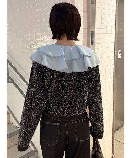 LAGUNAMOON(ラグナムーン)の「ツイードライクノーカラーデニムジャケット(デニムジャケット・レディース・アイボリー/ブラック/ブルー・FREE)」の16枚目の写真