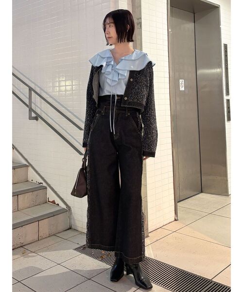 LAGUNAMOON(ラグナムーン)の「ツイードライクノーカラーデニムジャケット(デニムジャケット・レディース・アイボリー/ブラック/ブルー・FREE)」の17枚目の写真