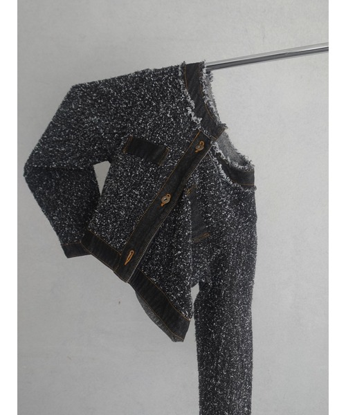 LAGUNAMOON(ラグナムーン)の「ツイードライクノーカラーデニムジャケット(デニムジャケット・レディース・アイボリー/ブラック/ブルー・FREE)」の18枚目の写真