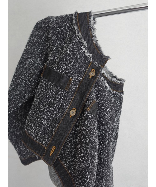 LAGUNAMOON(ラグナムーン)の「ツイードライクノーカラーデニムジャケット(デニムジャケット・レディース・アイボリー/ブラック/ブルー・FREE)」の19枚目の写真