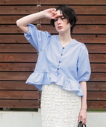 パフスリーブ」に該当するトップス（ブルー・ネイビー/青色系