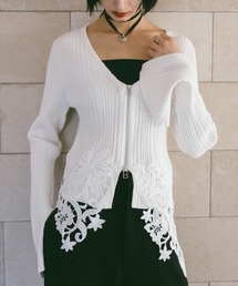 sahara | Lace Hem Zip Cardigan/レースヘムジップカーディガン(カーディガン/ボレロ)