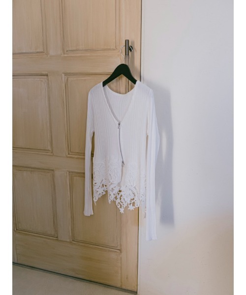 sahara（サハラ）の「Lace Hem Zip Cardigan/レースヘムジップカーディガン（カーディガン/ボレロ・レディース・ブラック/グレー/ホワイト・FREE）」の22枚目の写真
