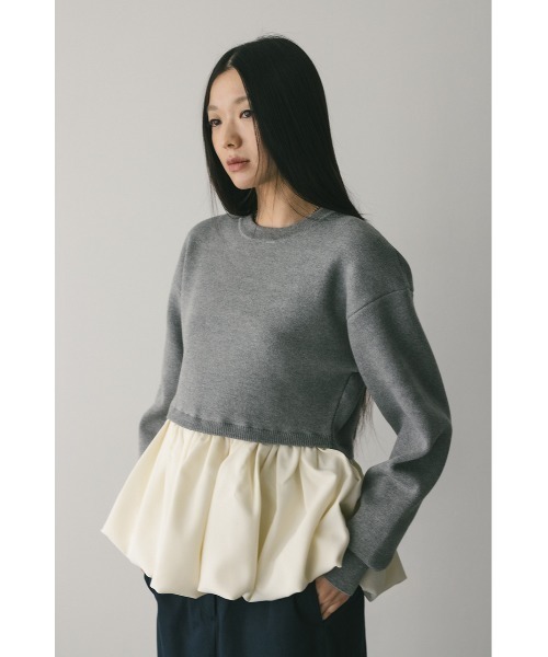 新品タグ付き STYLEMIXER ヘムバルーンニットトップ グレー ヘムバルーンニットトップ（ニット/セーター）｜STYLEMIXER（スタイル