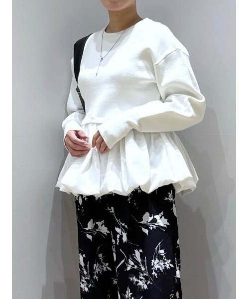 STYLEMIXER ヘムバルーンニットトップ グレー ヘムバルーンニットトップ（ニット/セーター）｜STYLEMIXER（スタイル