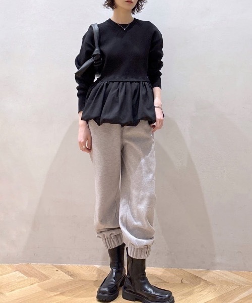 STYLEMIXER ヘムバルーンニットトップ ブラック ヘムバルーンニットトップ（ニット/セーター）｜STYLEMIXER（スタイル
