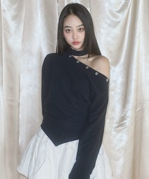 MSGirl（エムエスジーガール）の「ワンショルダーボタントップス（Tシャツ/カットソー）」