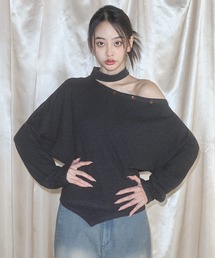 MSGirl（エムエスジーガール）の「ワンショルダーボタントップス（Tシャツ/カットソー）」