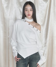 MSGirl（エムエスジーガール）の「ワンショルダーボタントップス（Tシャツ/カットソー）」