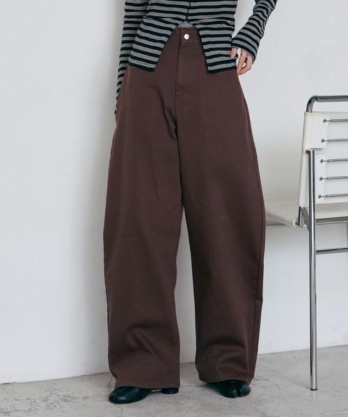 forksy.(フォルクシー)の「【forksy.】サステナブル フリンジ ハイウエスト エッグデニムパンツ / 速乾(デニムパンツ・レディース・ブラウン/インディゴブルー/アイボリー/ブラック/ブルー・L/M/S)」の4枚目の写真