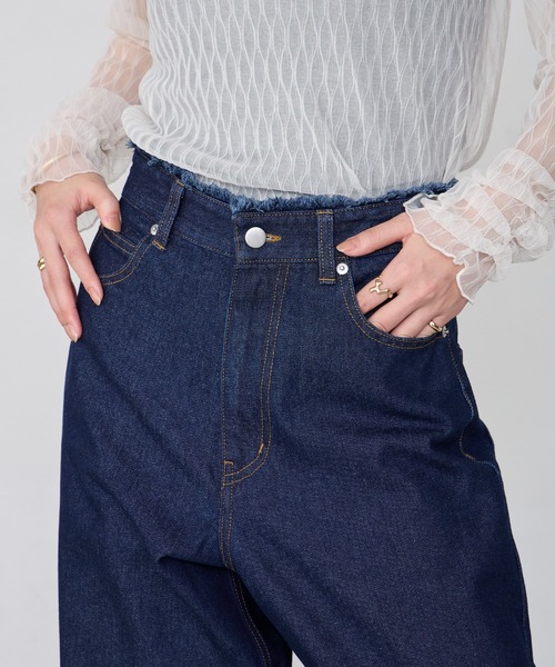 forksy.(フォルクシー)の「【forksy.】サステナブル フリンジ ハイウエスト エッグデニムパンツ / 速乾(デニムパンツ・レディース・ブラウン/インディゴブルー/アイボリー/ブラック/ブルー・L/M/S)」の14枚目の写真