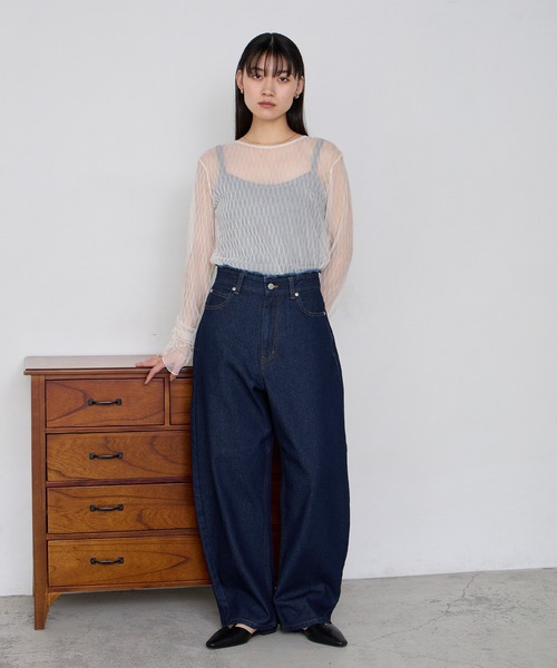 forksy.(フォルクシー)の「【forksy.】サステナブル フリンジ ハイウエスト エッグデニムパンツ / 速乾(デニムパンツ・レディース・ブラウン/インディゴブルー/アイボリー/ブラック/ブルー・L/M/S)」の17枚目の写真