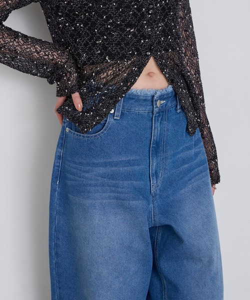 forksy.(フォルクシー)の「【forksy.】サステナブル フリンジ ハイウエスト エッグデニムパンツ / 速乾(デニムパンツ・レディース・ブラウン/インディゴブルー/アイボリー/ブラック/ブルー・L/M/S)」の20枚目の写真