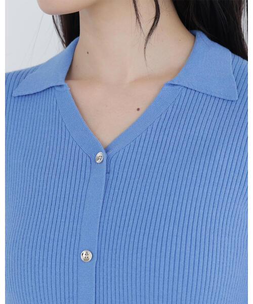 NATURAL BEAUTY BASIC（ナチュラルビューティーベーシック）の「◇スキッパーリブニットワンピース（ワンピース・レディース・ブルー/オフホワイト/ネイビー・MEDIUM/P/S）」の4枚目の写真