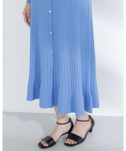 NATURAL BEAUTY BASIC（ナチュラルビューティーベーシック）の「◇スキッパーリブニットワンピース（ワンピース・レディース・ブルー/オフホワイト/ネイビー・MEDIUM/P/S）」の7枚目の写真