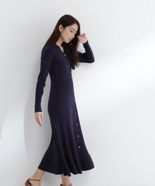 NATURAL BEAUTY BASIC（ナチュラルビューティーベーシック）の「◇スキッパーリブニットワンピース（ワンピース・レディース・ブルー/オフホワイト/ネイビー・MEDIUM/P/S）」の13枚目の写真