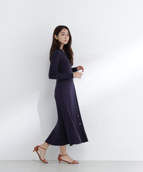 NATURAL BEAUTY BASIC（ナチュラルビューティーベーシック）の「◇スキッパーリブニットワンピース（ワンピース・レディース・ブルー/オフホワイト/ネイビー・MEDIUM/P/S）」の16枚目の写真