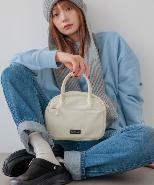 BAYFLOW（ベイフロー）の「[500mlペットボトル収納可]ミニスクエアボストン（ハンドバッグ・レディース・ピンク/モカ/アイボリー/ブラック・FREE）」の21枚目の写真