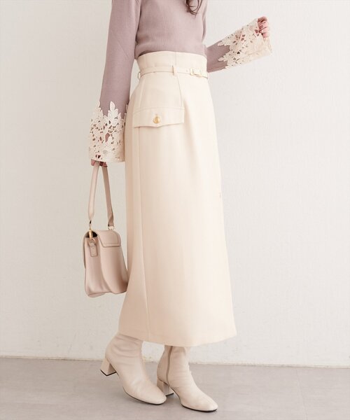 natural couture（ナチュラルクチュール）の「ベルト付きナロースカート（スカート・レディース・アイボリー/イエロー/ミント/ブラック・FREE）」の10枚目の写真