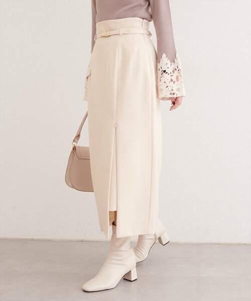 natural couture（ナチュラルクチュール）の「ベルト付きナロースカート（スカート・レディース・アイボリー/イエロー/ミント/ブラック・FREE）」の11枚目の写真