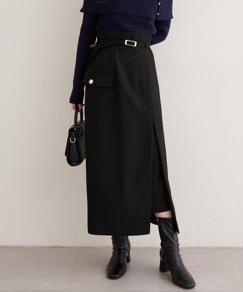 natural couture（ナチュラルクチュール）の「ベルト付きナロースカート（スカート・レディース・アイボリー/イエロー/ミント/ブラック・FREE）」の14枚目の写真