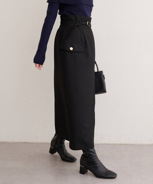 natural couture（ナチュラルクチュール）の「ベルト付きナロースカート（スカート・レディース・アイボリー/イエロー/ミント/ブラック・FREE）」の16枚目の写真