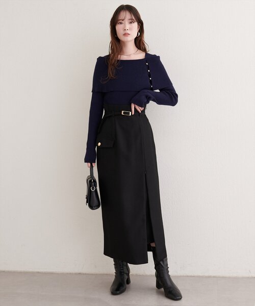 natural couture（ナチュラルクチュール）の「ベルト付きナロースカート（スカート・レディース・アイボリー/イエロー/ミント/ブラック・FREE）」の17枚目の写真