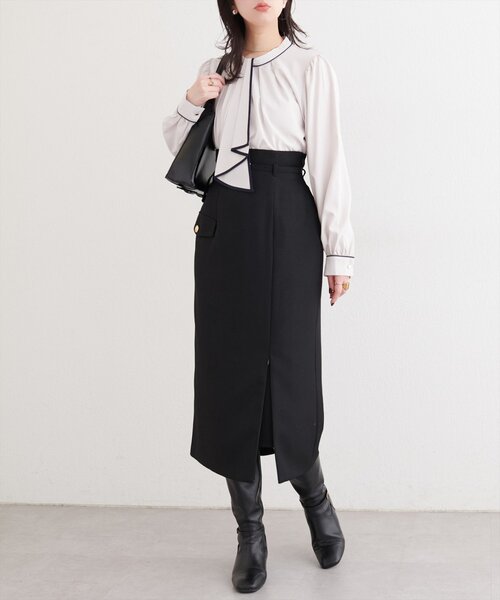 natural couture（ナチュラルクチュール）の「ベルト付きナロースカート（スカート・レディース・アイボリー/イエロー/ミント/ブラック・FREE）」の19枚目の写真