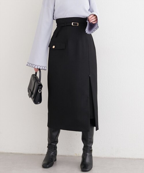 natural couture（ナチュラルクチュール）の「ベルト付きナロースカート（スカート・レディース・アイボリー/イエロー/ミント/ブラック・FREE）」の21枚目の写真