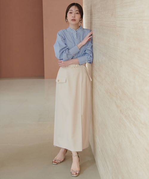 natural couture(ナチュラルクチュール)の「ベルト付きナロースカート(スカート・レディース・アイボリー/イエロー/ミント/ブラック/オレンジ系その他・FREE/LARGE)」の11枚目の写真