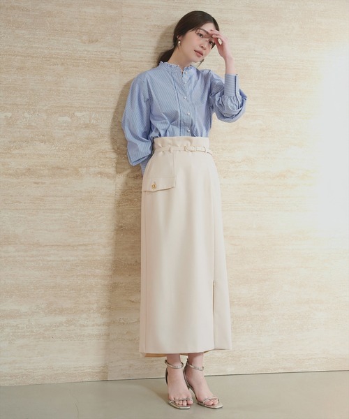 natural couture(ナチュラルクチュール)の「ベルト付きナロースカート(スカート・レディース・アイボリー/イエロー/ミント/ブラック/オレンジ系その他・FREE/LARGE)」の10枚目の写真