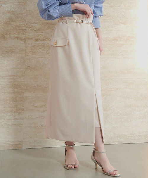 natural couture(ナチュラルクチュール)の「ベルト付きナロースカート(スカート・レディース・アイボリー/イエロー/ミント/ブラック/オレンジ系その他・FREE/LARGE)」の6枚目の写真