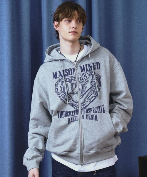 ALAND（エーランド）の「MAISON MINED／HEART フードジップ（パーカー・メンズ・ブラック/チャコール/グレー・SMALL/MEDIUM）」の16枚目の写真