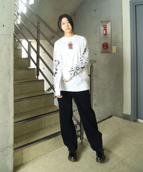 Monkey Flower（モンキーフラワー）の「共用トロピカルグラフィック綿シングル長袖Tシャツ/MS8WTS05U BLACK（Tシャツ/カットソー・メンズ・その他・ONE SIZE）」の5枚目の写真