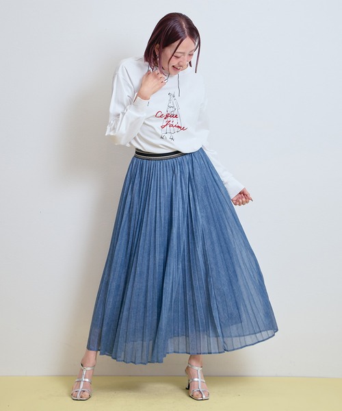 LHELBIE（レルビエ）の「シアーデニムプリーツスカート（スカート・レディース・インディゴブルー/ライトブルー/ブラック・M）」の21枚目の写真