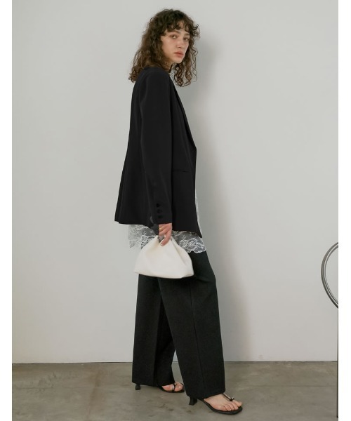 Re:EDIT（リエディ）の「[2026S/S COLLECTION][低身長/高身長サイズ有][2点セット]レース巻きスカート付きストレッチポンチワイドストレートパンツ（その他パンツ・レディース・ブラック/グレー系その他/ブラック系その他・SHORT/MEDIUM/TALL/LARGE）」の8枚目の写真