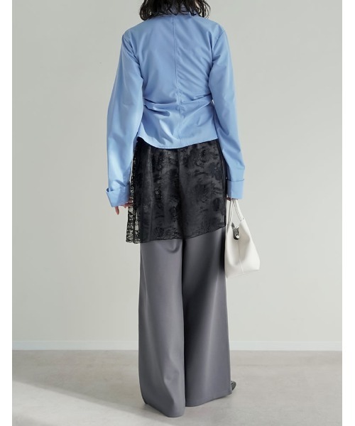 Re:EDIT（リエディ）の「[2026S/S COLLECTION][低身長/高身長サイズ有][2点セット]レース巻きスカート付きストレッチポンチワイドストレートパンツ（その他パンツ・レディース・ブラック/グレー系その他/ブラック系その他・SHORT/MEDIUM/TALL/LARGE）」の17枚目の写真