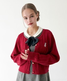 F i.n.t（フィント）の「シュナウザー刺繍ケーブルニットカーディガン/fint フィント（カーディガン/ボレロ）」