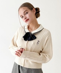 F i.n.t | シュナウザー刺繍ケーブルニットカーディガン/fint フィント(カーディガン/ボレロ)