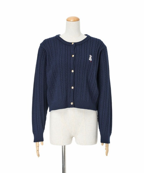 F i.n.t（フィント）の「シュナウザー刺繍ケーブルニットカーディガン/fint フィント（カーディガン/ボレロ・レディース・オフホワイト/ネイビー/レッド・FREE）」の16枚目の写真