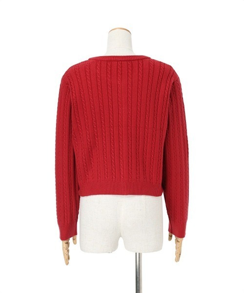 F i.n.t（フィント）の「シュナウザー刺繍ケーブルニットカーディガン/fint フィント（カーディガン/ボレロ・レディース・オフホワイト/ネイビー/レッド・FREE）」の17枚目の写真