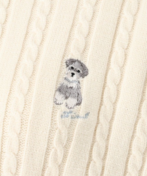 F i.n.t（フィント）の「シュナウザー刺繍ケーブルニットカーディガン/fint フィント（カーディガン/ボレロ・レディース・オフホワイト/ネイビー/レッド・FREE）」の22枚目の写真