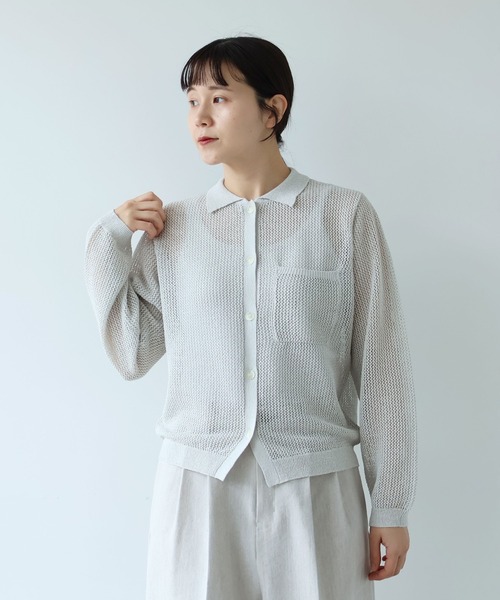 yuni(ユニ )の「Lonsing18 和紙/Polyester knit シャツカーディガン(カーディガン/ボレロ・レディース・ブラック/ブラウン/グレー・FREE)」の2枚目の写真