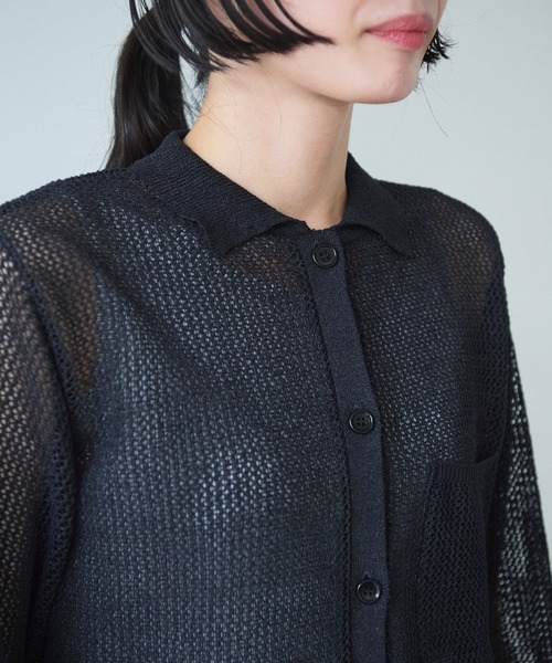 yuni（ユニ　）の「Lonsing18 和紙/Polyester knit シャツカーディガン（カーディガン/ボレロ・レディース・ブラック・FREE）」の11枚目の写真