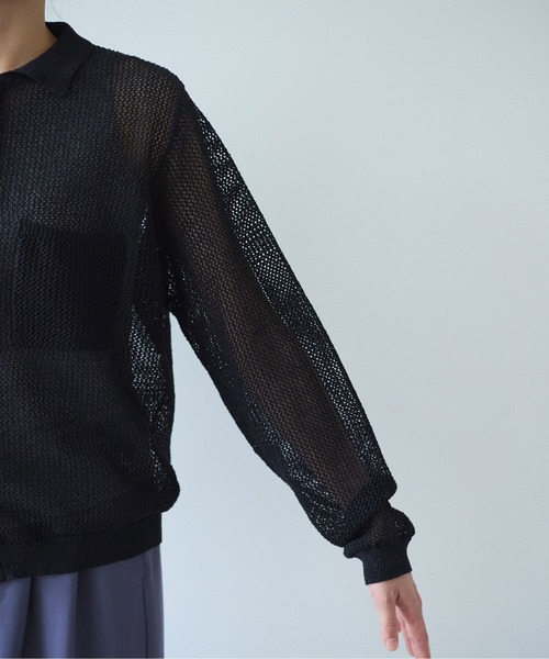 yuni（ユニ　）の「Lonsing18 和紙/Polyester knit シャツカーディガン（カーディガン/ボレロ・レディース・ブラック・FREE）」の12枚目の写真