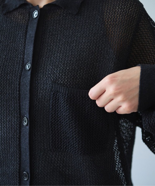yuni（ユニ　）の「Lonsing18 和紙/Polyester knit シャツカーディガン（カーディガン/ボレロ・レディース・ブラック・FREE）」の13枚目の写真