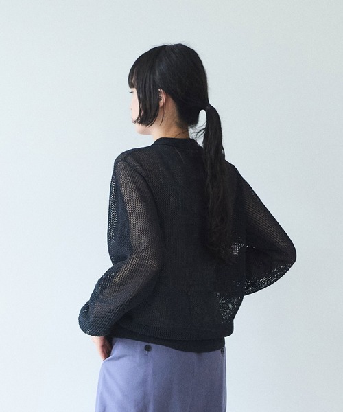 yuni（ユニ　）の「Lonsing18 和紙/Polyester knit シャツカーディガン（カーディガン/ボレロ・レディース・ブラック・FREE）」の6枚目の写真