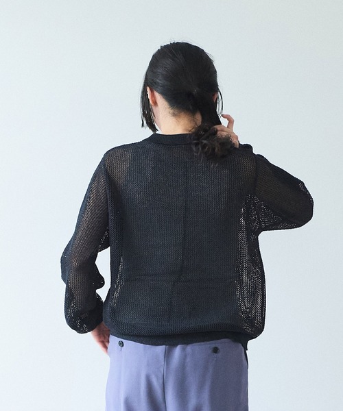 yuni（ユニ　）の「Lonsing18 和紙/Polyester knit シャツカーディガン（カーディガン/ボレロ・レディース・ブラック・FREE）」の7枚目の写真