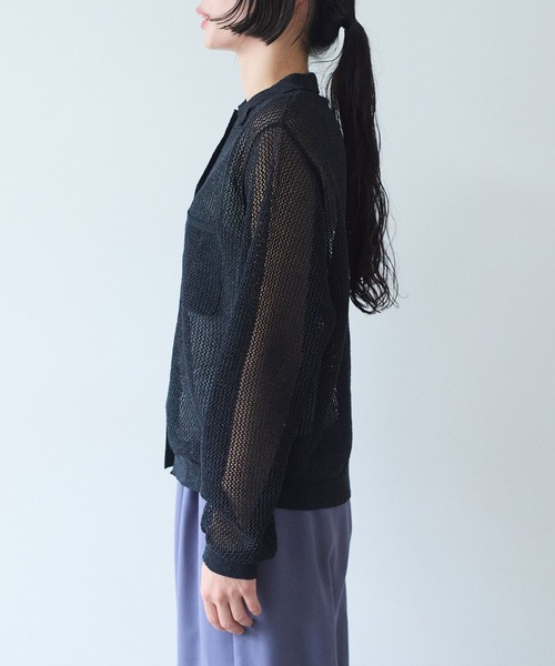 yuni（ユニ　）の「Lonsing18 和紙/Polyester knit シャツカーディガン（カーディガン/ボレロ・レディース・ブラック・FREE）」の9枚目の写真